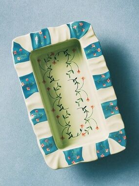 ANTHROPOLOGIE Amma Stoneware Loaf Pan Mint $26 NWT